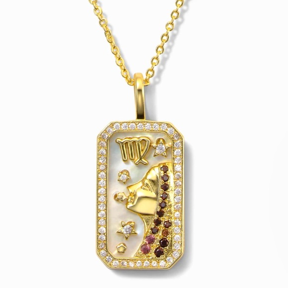 SALE 18k Gold Virgo Iridescent Horoscope Necklace - Picture 1 of 7